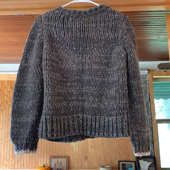 Women's Free People Prancer Dancer Reindeer Wool Knit Pullover Gray Sweater M - Picture 7 of 10